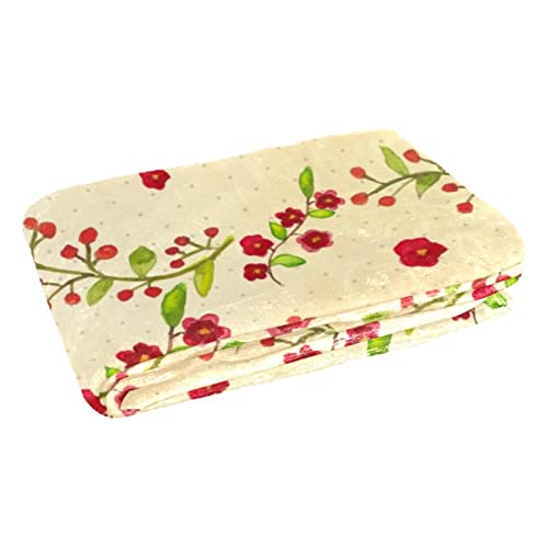 Couverture chaude imprimé floral rouge plaid de lit 150x100
