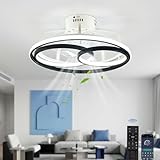 YuYe Ventilateur de plafond avec éclairage, plafonnier, 3 températures de couleur et 6 vitesses, ventilateur de plafond LED avec lampe, silencieux à intensité variable pour salle à manger (C)