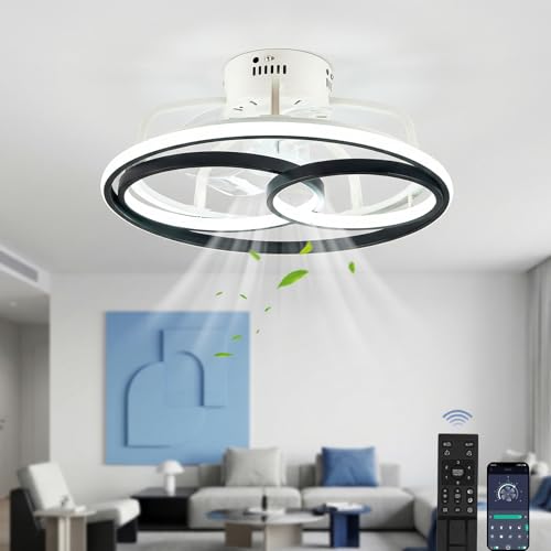 yuye Ventilador de techo con luz, ventilador de techo con luz, 3 temperaturas de color y 6 velocidades, ventilador de techo LED con lámpara, silencioso, regulable para comedor (C)