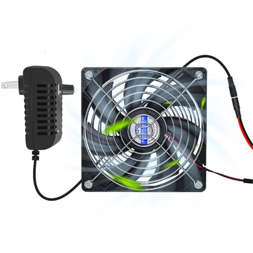 HUNJHYC Automatic Vent Fan | Vent Cooling Fan with Double Mesh Guard | Exhaust Fan with Mesh Screen | Quiet Ventilation Tool for Chicken Coops, Sheds, Pet Houses, and Greenhouses