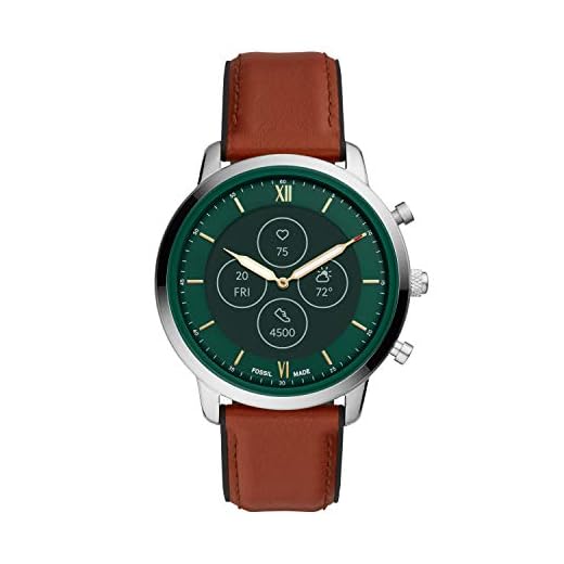 Fossil Men's 45mm Neutra Stainless Steel and Leather Hybrid HR Smart Watch, Color: Silver, Luggage Brown (Model: FTW7026)