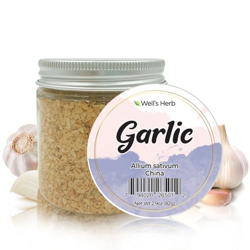 Well's Herb Dried Garlic | 2.9 oz. | 100% Natural | Perfect for Herbal-Infused Hair Oil | for Hair & Skin Oil DIY | Garlic Herb