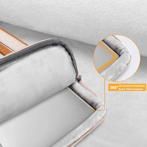 Image of MOSISO 360 Protective Laptop Shoulder Bag,15-15.6 inch Computer Bags Compatible with MacBook Pro 16 inch, HP, Dell, Lenovo, Asus Notebook,Side Open Messenger Bag with 4 Zipper Pockets, Sand