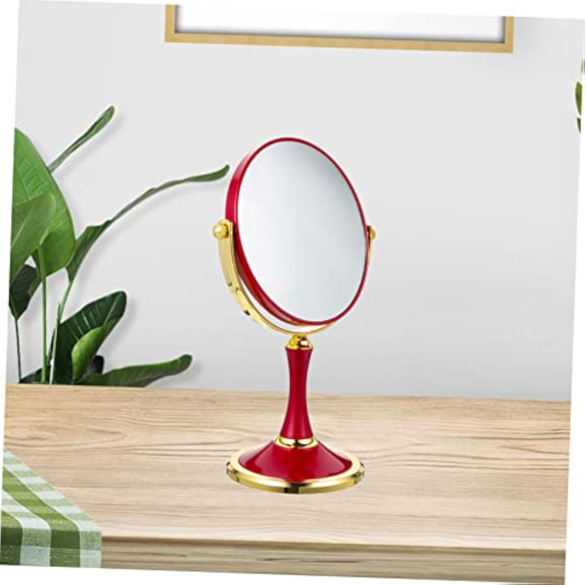 Double-Sided Rotating Tabletop Makeup Mirror, Rose Design