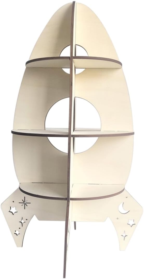 Kisangel Space Themed Rocket Shelves Wooden Organizer for Boys and Girls Home Decor Bedroom Study Room Storage