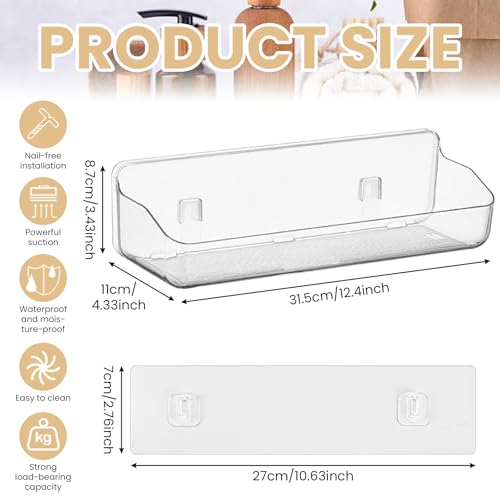 KYYGKY 2 Pack Shower Caddy Clear Plastic Shower Shelves Shelf No Drilling Adhesive Showers Storage Rack Bathroom Shelf Organiser Wall Mounted Shampoo Holder Baskets for Bathroom Kitchen - Cosy Home Interiors KYYGKY 2 Pack Shower Caddy Clear Plastic Shower Shelves Shelf No Drilling Adhesive Showers Storage Rack Bathroom Shelf Organiser Wall Mounted Shampoo Holder Baskets for Bathroom Kitchen - Image 2