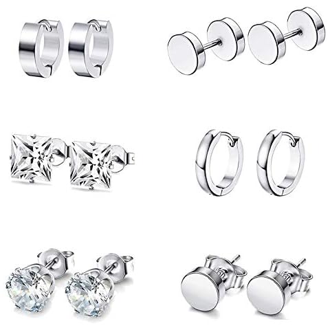 6 Pairs Stainless Steel Men's Earrings Cover