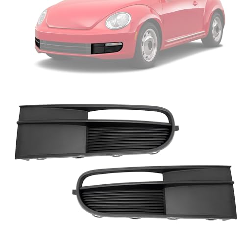 HECASA Fog Light Bezel LH&RH Compatible with 2012-2019 Volkswagen Beetle Bumper Driving Fog Lamp Cover Plastic(ABS) Black Textured Left Right Side Replacement for VW1038128 VW1039128