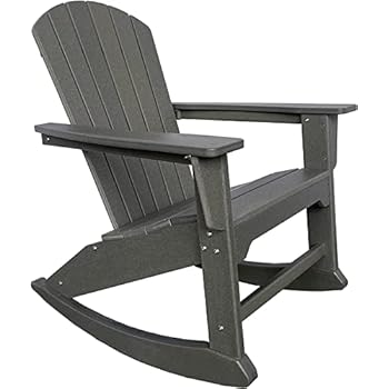 Alternative view of RESINTEAK Pacific Adirondack Rocking Chair, All Weather Resistant, Ergonomic Design and Comfort, 20 Inch Wide Seat, up to 350 lb Big and Tall Porch Rockers for Backyards, Firepit, Deck (Grey)