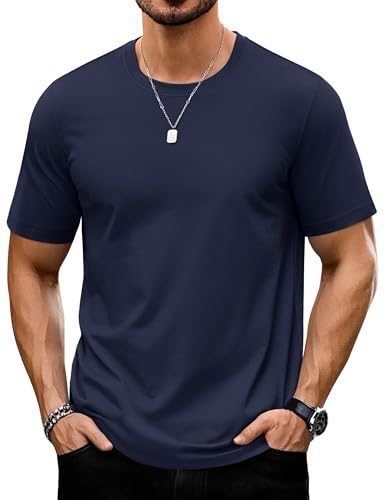 TACVASEN Maglia Uomo Manica Corta T Shirt Uomo Cotone Leggero Magliette Anti UV Maglia Estiva Maglietta Running Lavoro Palestra Sport Blu Marino, L