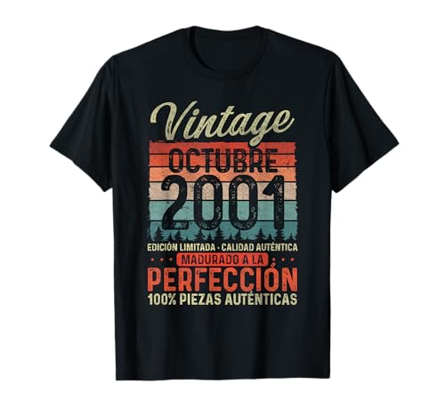 Octubre 2001 Vintage Regalo 22 Años Cumpleaños Hombre Camiseta