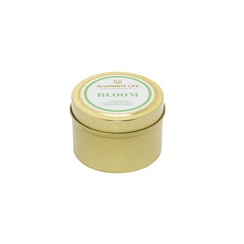 Aluminate Life Luxury Candle Tin, 4 Oz, Bloom - Amazonite Crystal Infused - Scents Of Lavender, Neroli, And Jasmine - Hope, Discovery, & Growth - Coconut Wax Blend, Essential Oils, Dr. Developed #TOP4