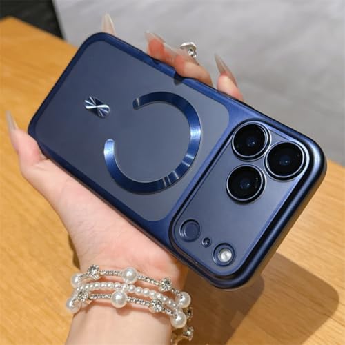 Coque iPhone 15 Pro bleu marine magnétique en polycarbonate mat