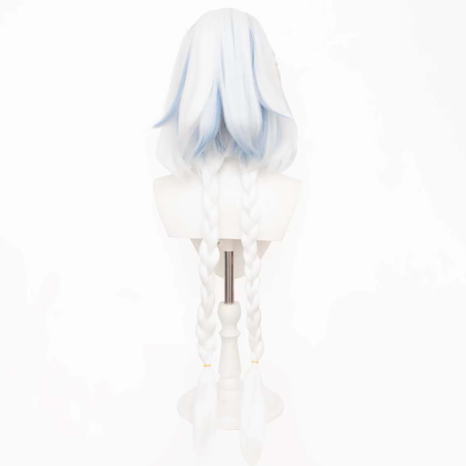 White Mix Blue Long Straight Hair with Braids Bangs Heat Resistant Synthetic Costume Hairs for Adult Women Halloween Cos Anime Party Replacement Wigs - Image 3