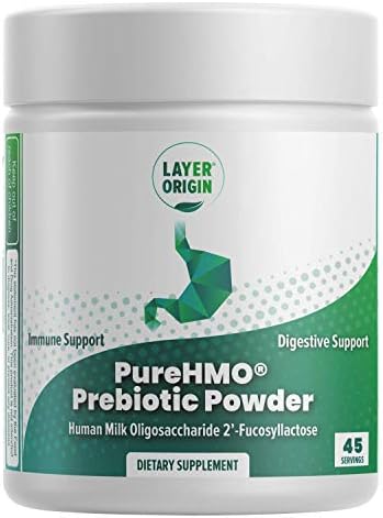 Layer Origin | PureHMO Human Milk Oligosaccharide (HMO 2′-FL) Prebiotic Powder – Feed 200 Billion Probiotics/Scoop, 45 Servings