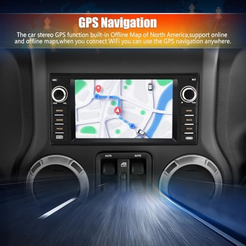 Junsun Car Radio Stereo for Jeep Wrangler JK 2007-2018 Dodge Ram 1500 2008-2012, 7 Inch Touch Screen CarPlay Android Auto Bluetooth GPS WiFi FM with Backup Camera by Junsun - Used condition - Image 4