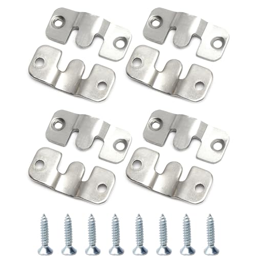 Image of MroMax 10PCS Flush Mount Bracket 1.69 inch x 0.75 inch Interlocking Photo Frame Hook Zinc Plated Wall Mount Clip Hook for Picture Display Art Gallery Wall Mount Hardware Silver