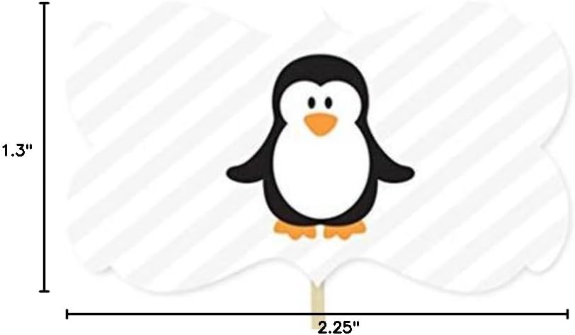 Andaz Press Birthday Cupcake Toppers DIY Party Favors Kit, Arctic Penguin, Double-Sided, 18-Pack