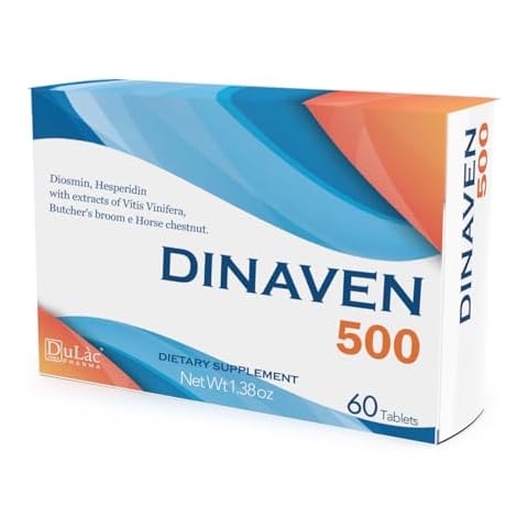 Dulàc - Dinaven 500 Diosmin Hesperidin 500mg Dietary Supplement 60 Tablets, Enriched with Horse Chestnut Extract and Butchers Broom Cover