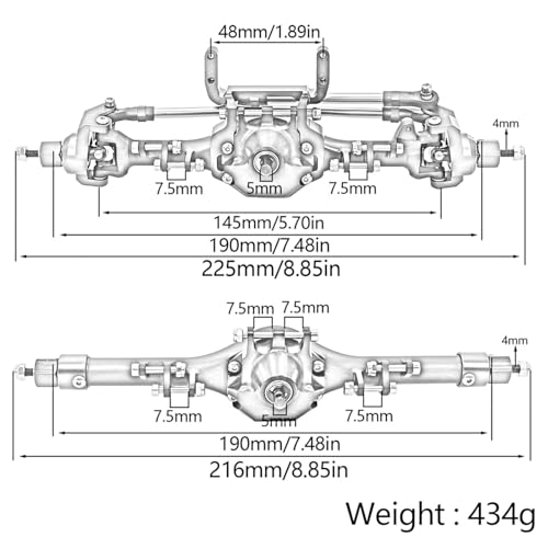 Essieu avant Axial SCX10 pour sorties outdoor de crawler RC