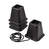 Honey-Can-Do 5.5-Inch Set-of-4 Bed Risers or Furniture Risers with Power Outlets & USB Ports, Black STO-09675 Black