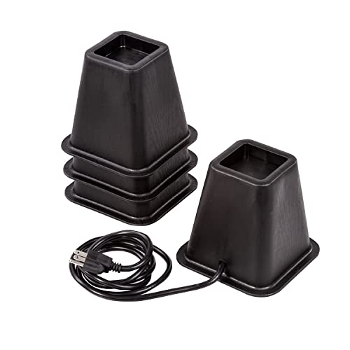 Honey-Can-Do 5.5-Inch Set-of-4 Bed Risers or Furniture Risers with Power Outlets & USB Ports, Black STO-09675 Black by Honey-Can-Do - Used condition - US$15.11