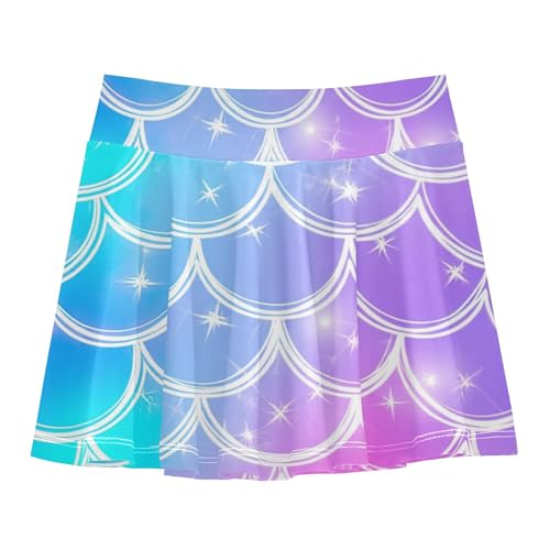 Kids Tennis Skirts Teal Purple Pink Mermaid Girls' Shorts Athletic Skorts Dance Golf Teen Cheer 4t