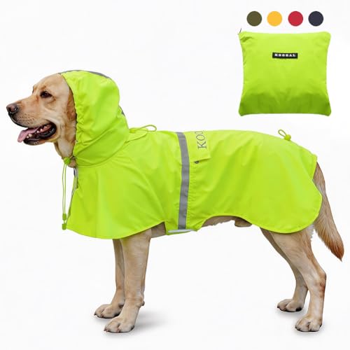 Große Hunderegenmantel mit Kapuze und reflektierenden Streifen