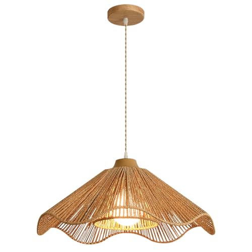 Lustre vintage en rotin tressé main 60cm, l'élégance bohème pour salle à manger