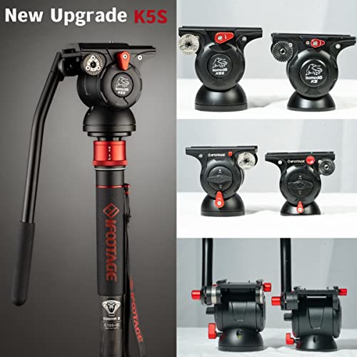 Ifootage 71" Monopod For Cameras With Fluid Head, Carbon Fiber Monopod For Cameras With Video Head, Cobra 3 C180F-P & Komodo K5S #TOP5
