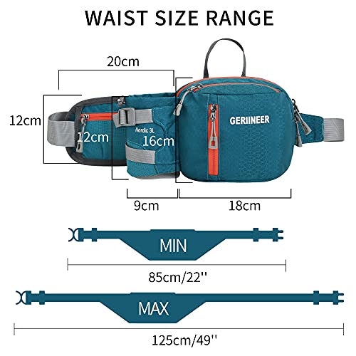 GERIINEER wasserdichte Bauchtasche Gürteltasche mit Flaschenhalter Damen und Herren, Bauchtasche Geeignet für Reise Sport Running und Alle Outdoor Aktivitäten, Hüfttasche Damen Herren Sport
