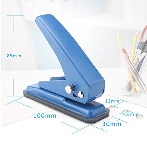 Single Handheld 1/4 Inches Hole Punch, 20 Sheet Puncher Heavy Duty Paper Hole Punch Capacity Metal Hole Puncher With Skid-Resistant Base For Paper, Chipboard, Art Project, Blue #TOP1