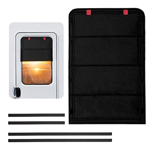 funomo RV Door Window Shade, Foldable Velcro RV Blackout UV Rays Protection Camper Trailer Door Window Cover, Waterproof Thickened Oxford Fabric (Black-R)