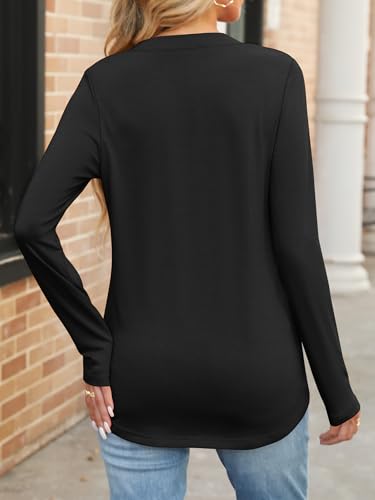 ANRABESS Womens Long Sleeve Shirts V Neck Business Casual Work Tunic Tops Basic Tees 2025 Fall Outfits4