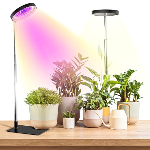 YUYMIKA LED Vollspektrum Pflanzenleuchte, Growlight, Innen-Pflanzenlampe mit 3/9/12H Timer, 10 Helligkeitsstufen, 3 Lichtmodi, 6000K LED, energiesparend, ideal für Zimmerpflanzen (schwarz, 2 Stück)