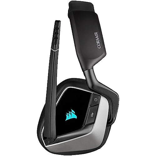 Image of Corsair Void RGB Elite Wireless Premium Gaming Headset with 7.1 Surround Sound, Silver Edition (Microfiber Mesh Fabric, Omnidirectional Microphone, Up to 40ft of Range, On-Ear Controls, RGB Lighting)