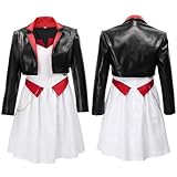 DAZCOS Women's Cosplay Anime Dance Costume Full Sets Outfit Black Jacket with Dress for Halloween Party (X-Small)
