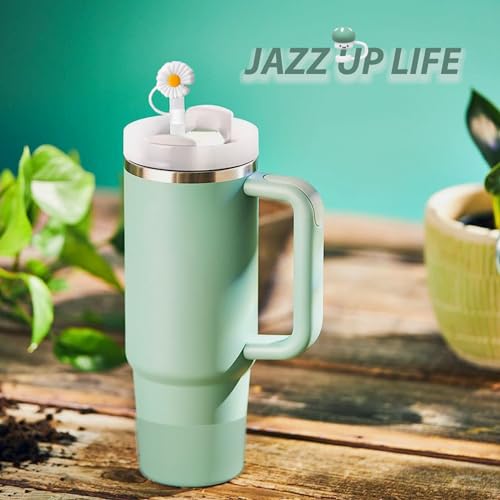 BonneChance Stanley Cup Accessory Set with 6 Leakproof Silicone Stoppers, 2 Straw Cover Caps, 1 Silicone Sleeve for Stanley 1.2L and 30oz Tumbler (Eucalyptus)