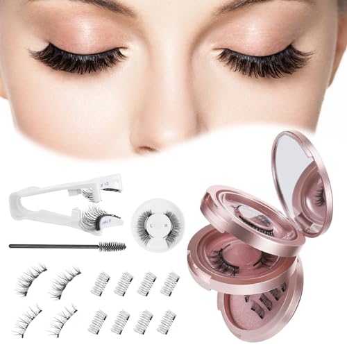 Huiguli 5 Paare Magnetische Wimpern, Natürlich MagneWimpern mit Applikator und Veranstalter, Kein Kleber Nötig, Wiederverwendbares Wimpern Magnetisch für Dating Party Make-up Anfänger