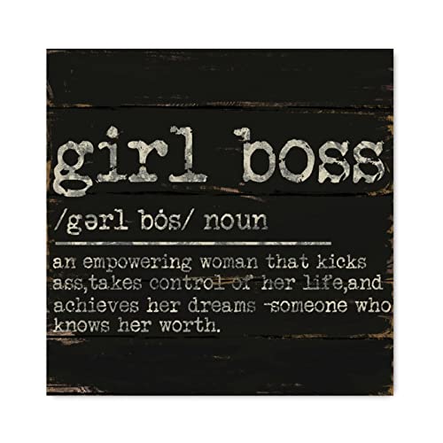 Panneau en bois Girl Boss pour habiller un mur vide de bureau ou salon