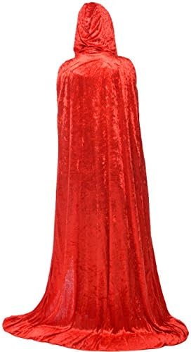 Gameyly Unisex Death Hooded Cape Halloween Velevt Full Length Cloak Cosplay Costumes