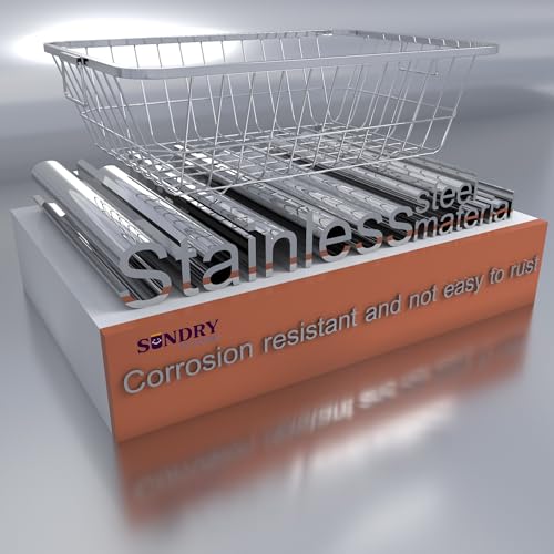 Image of SUNDRY Square-Big Stainless Steel 44cm x 56 cm Utensils Basket Dish Rack with Handle, Kitchen Organiser Stand,Bartan Basket for Kitchen