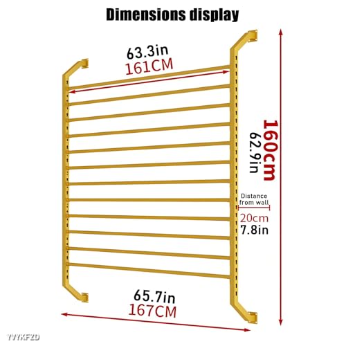 Estante de almacenamiento de tela para pared con 12 varillas ajustables, dorado, 160 cm 3