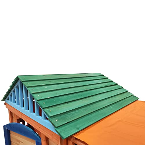 Modern Outdoor Wooden Playhouse With Ball Wall, Dart Throwing & Tetris Play, All Cedar Outdoor Garden Games Cottage With Canopy, Working Door, Windows, Flowerpot Holder, Gift For Ages 3-8 #TOP6