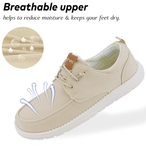 Image of ASITVO Men's Wide Canvas Loafers Slip on Boat Walking Shoes Casual Dress | Big Size Width Toe Box