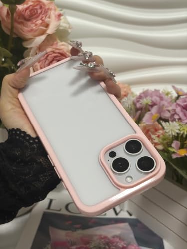 Coque iPhone 14 Pro Max rose transparente en plastique dur et silicone bumper - 2