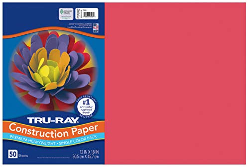 Tru-Ray® Heavyweight Construction Paper, Red, 12" x 18", 50 Sheets