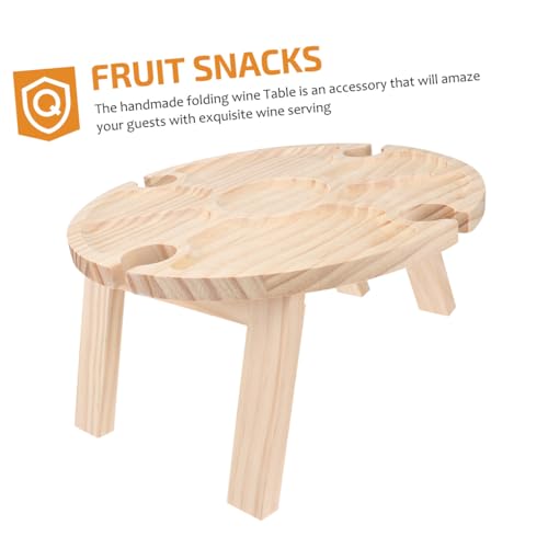 Table en bois pliante ronde kaki VICASKY pour camping - 5