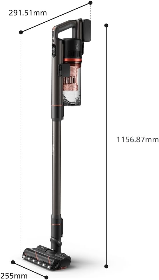 Philips Aqua Plus 8000 Serisi Kablosuz Dikey Süpürge, Süpürür Siler Temizlikte Süper, 360° Güçlü Emiş, Maksimum 80 dk, Saç Dolaşmasını Önleyici, Sert Zeminler ve Halılar İçin, LED Başlık (XC8153/10)