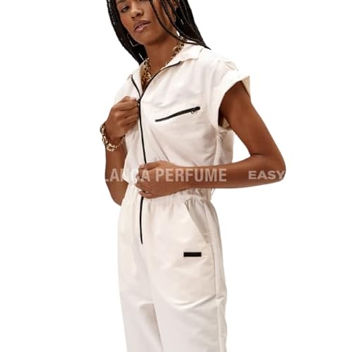 Macacão Lança Perfume Easy Manga Curta Feminina - Off White